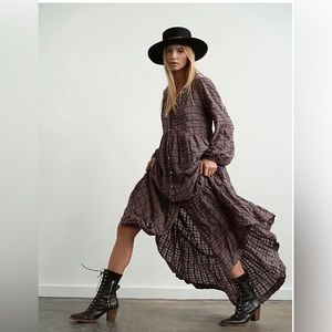 Free People Maxi Dress/Duster (Maroon or Wine Red color)